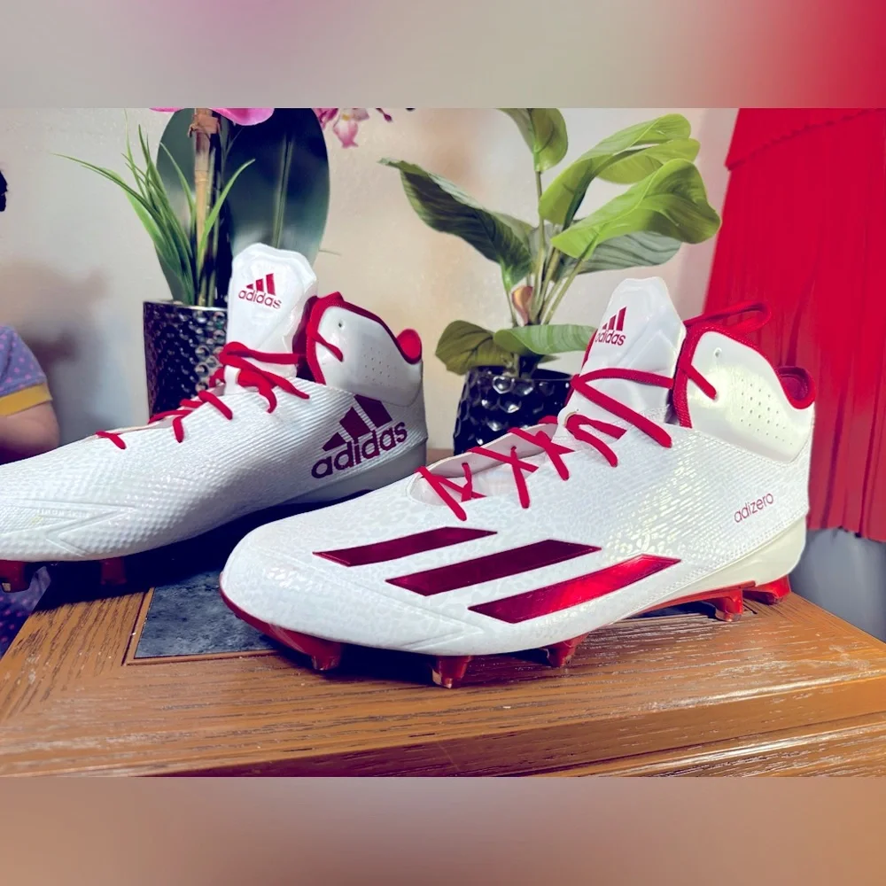 Adizero men football cleats size 17 new red and white - Picture 1 of 9